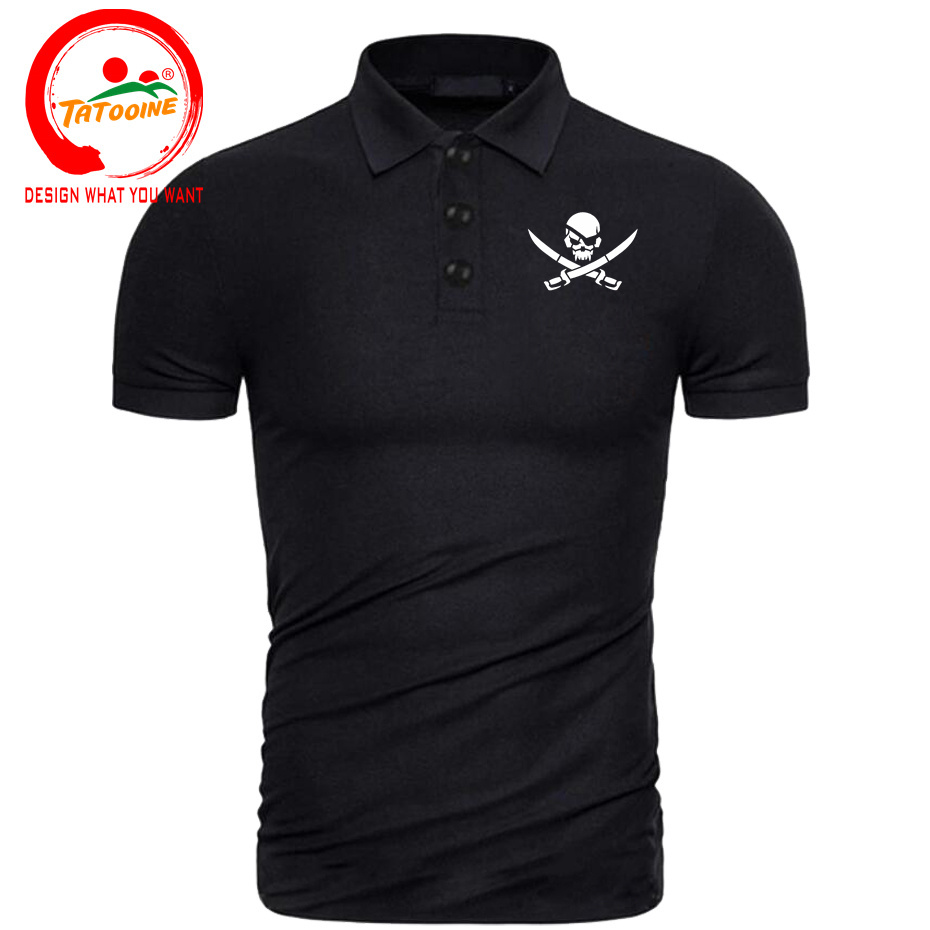 Summer Clothing Logo - Pirate Skull Logo Print Polo Shirt