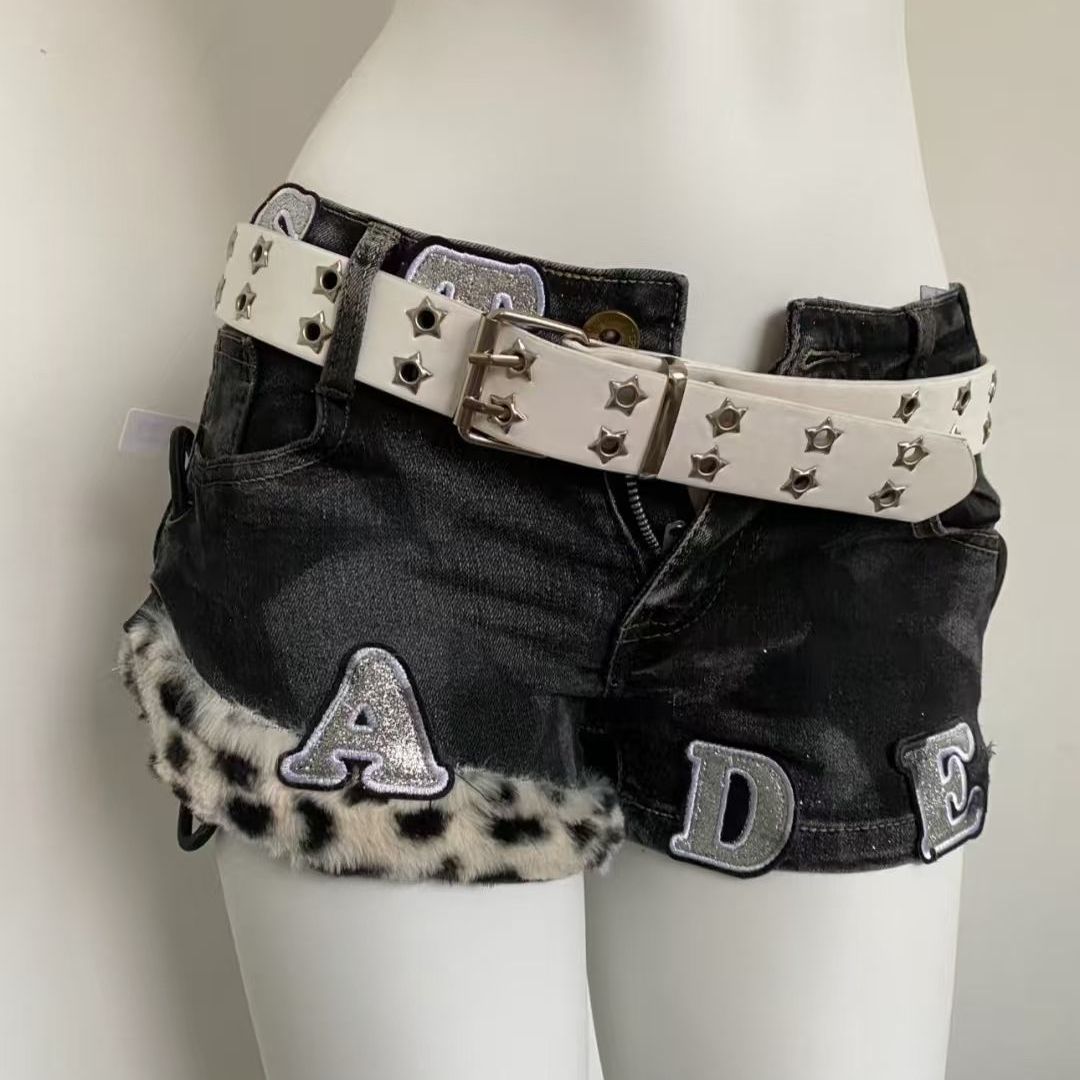 Summer Clothing For Girls - Y2k Embroidered Patch Denim Shorts Woman