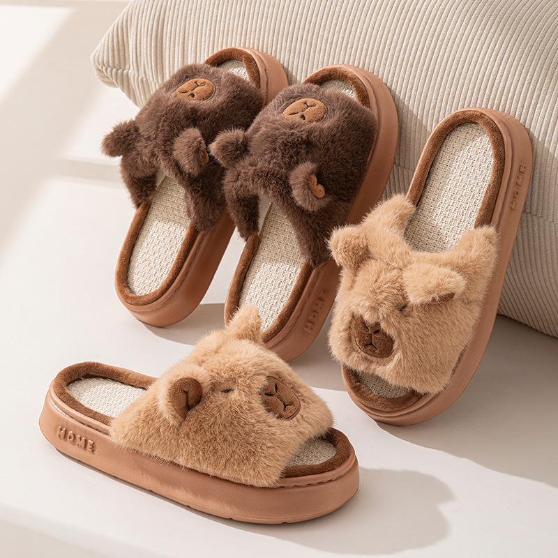 Summer Cloth - Hemp Cartoon Women's Slippers Home Flats
