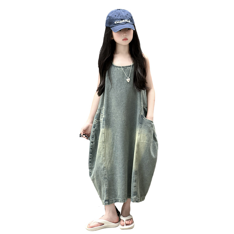 Summer Clothing For Girls - Vintage Blue Children Girls High Quality