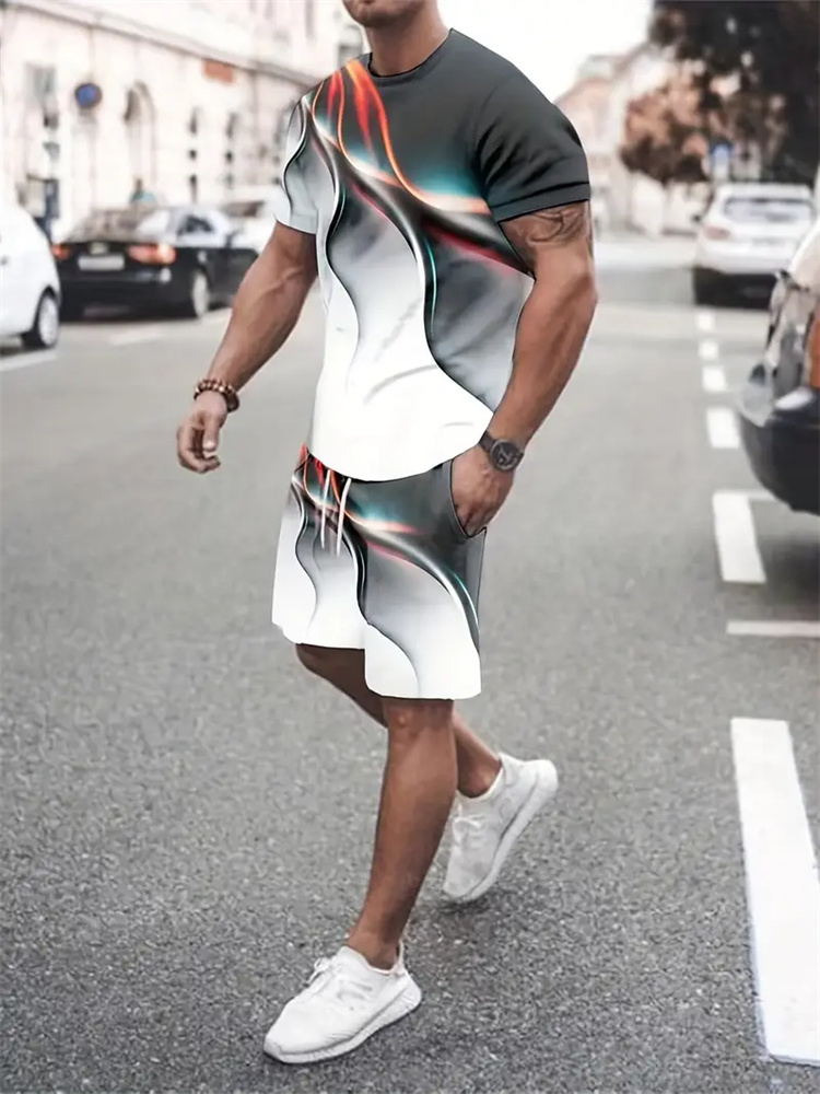 Men Women Gradient Texture T-s - Summer Clothing Modest ulasan dan harga