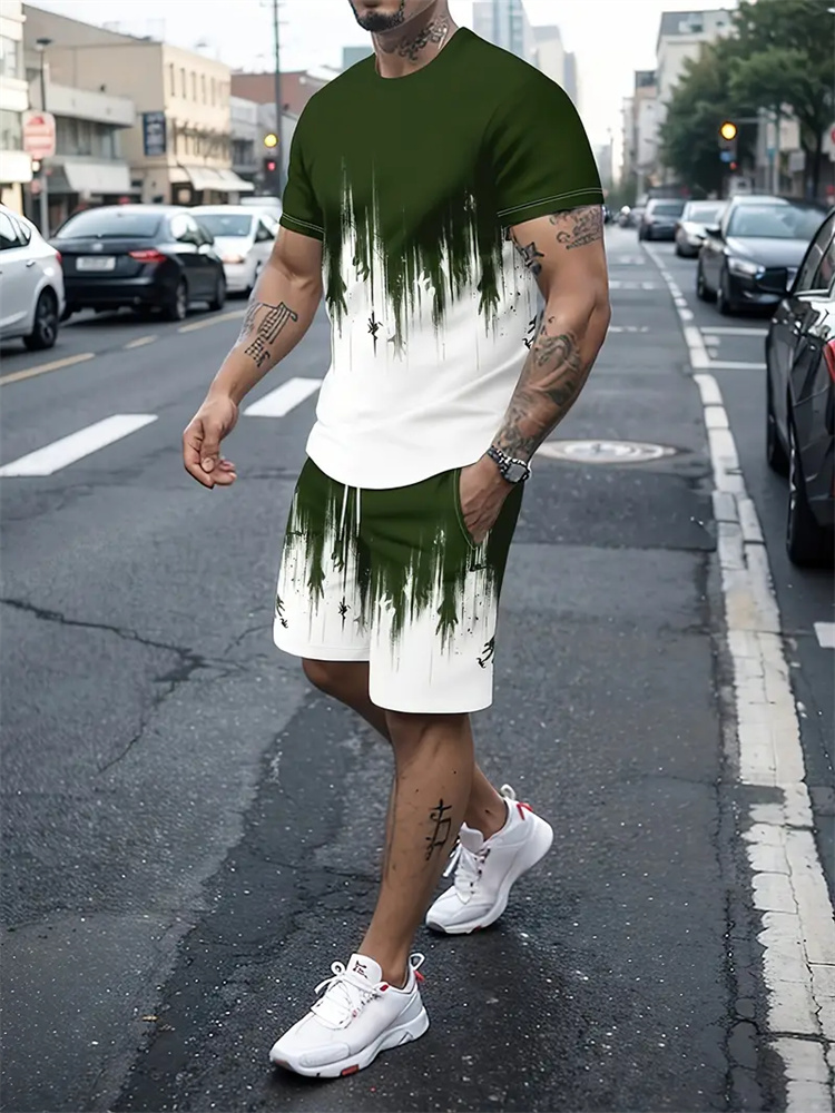 Men Women Gradient Texture T-s - Summer Clothing Modest ulasan dan harga