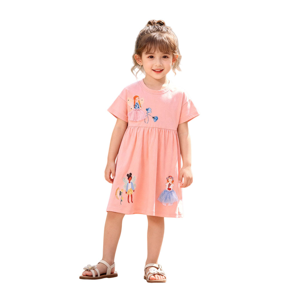 Short Sleeve Summer Girls Dres - Summer Clothing Drawing For Kids ulasan dan harga