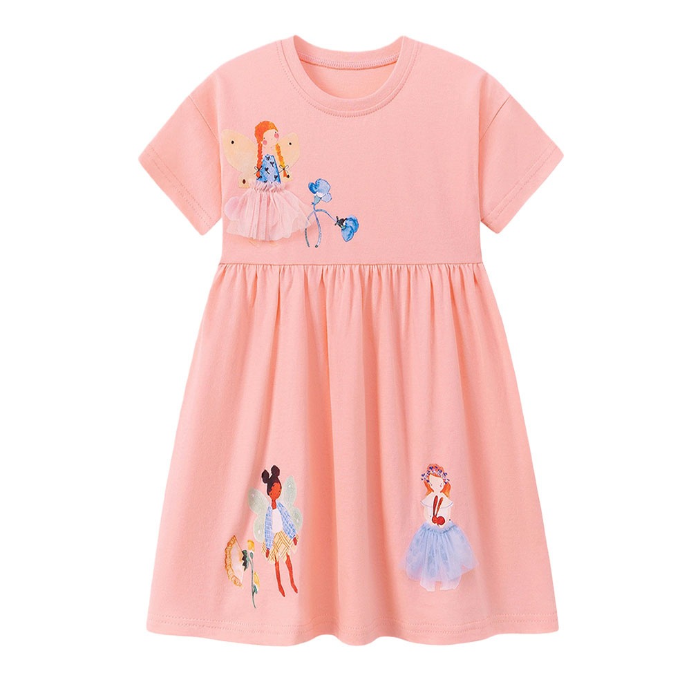 Short Sleeve Summer Girls Dres - Summer Clothing Drawing For Kids ulasan dan harga