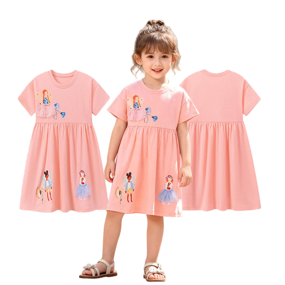 Short Sleeve Summer Girls Dres - Summer Clothing Drawing For Kids ulasan dan harga