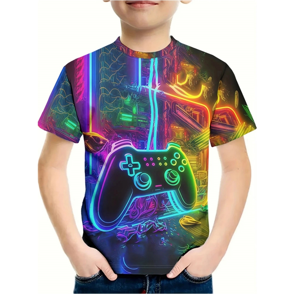 T-Shirt for a Boy 3D Print Gam - Summer Clothing Drawing For Kids ulasan dan harga