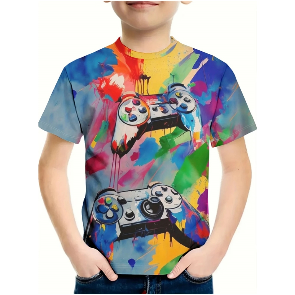 T-Shirt for a Boy 3D Print Gam - Summer Clothing Drawing For Kids ulasan dan harga