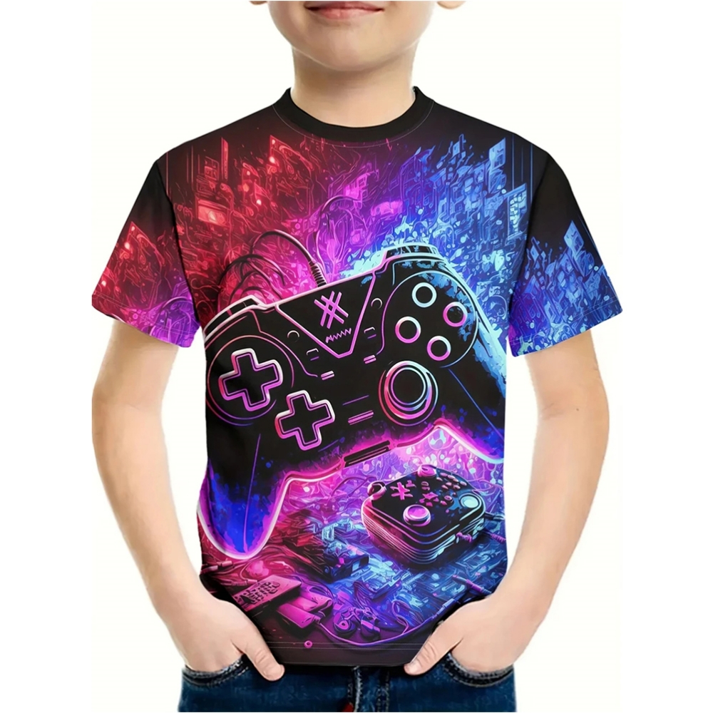 T-Shirt for a Boy 3D Print Gam - Summer Clothing Drawing For Kids ulasan dan harga