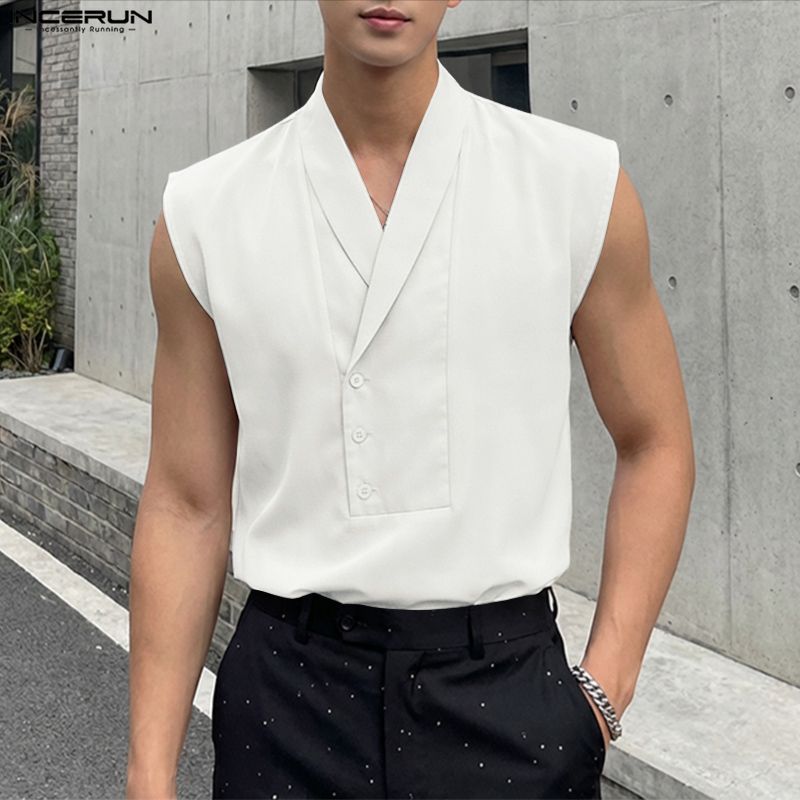 INCERUN Men Tank Tops Solid Co - Summer Clothing Colors 2026 ulasan dan harga