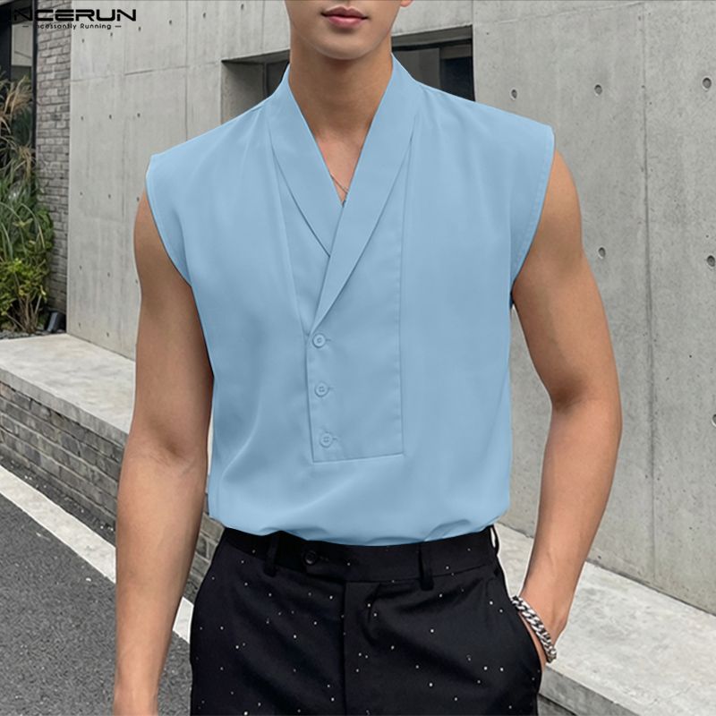 INCERUN Men Tank Tops Solid Co - Summer Clothing Colors 2026 ulasan dan harga