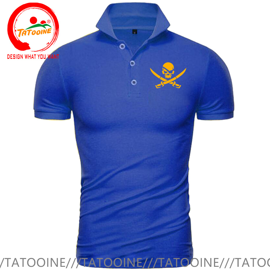 Pirate Skull Logo Print Polo S - Summer Clothing Logo ulasan dan harga