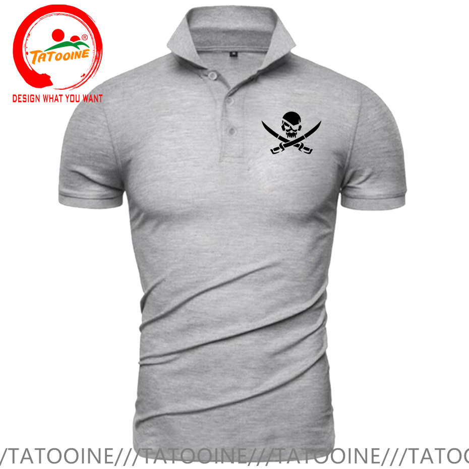 Pirate Skull Logo Print Polo S - Summer Clothing Logo ulasan dan harga