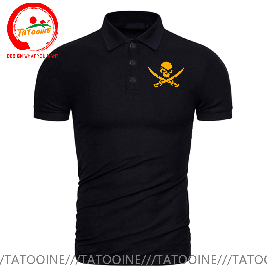 Pirate Skull Logo Print Polo S - Summer Clothing Logo ulasan dan harga