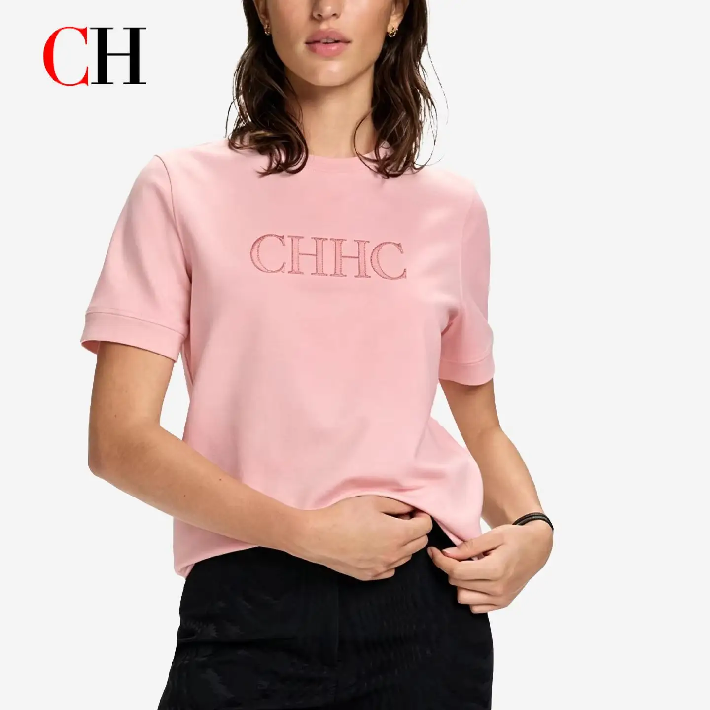 CH Women's clothing Pink cotto - Summer Clothing Logo ulasan dan harga