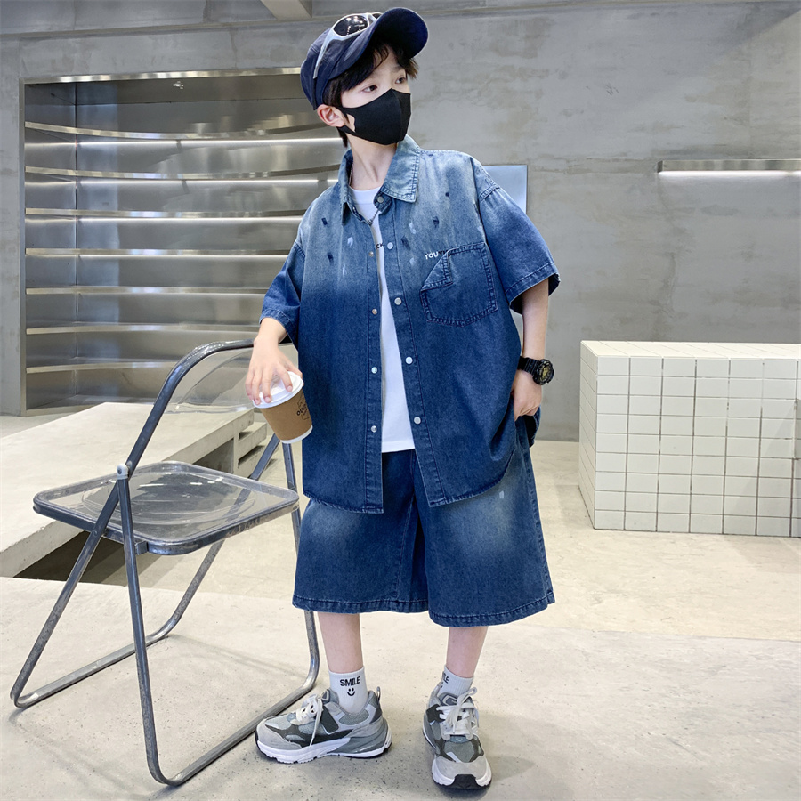 Luxurious Teen Boys Denim Summ - Summer Clothing Drawing For Kids ulasan dan harga