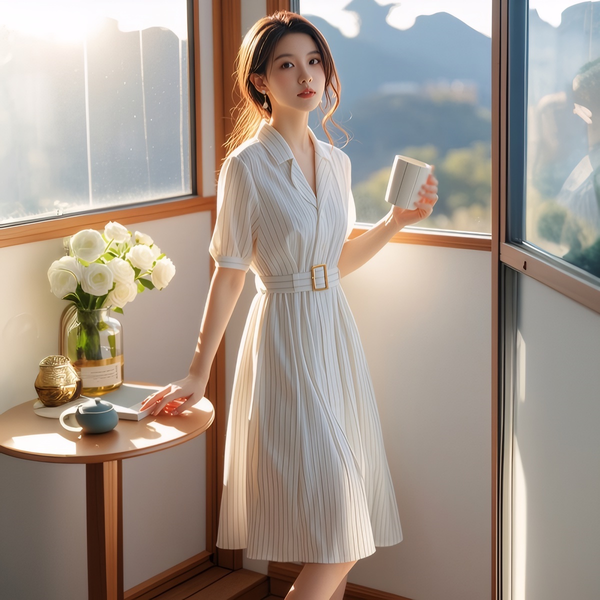 High Waist Stripe Dress Slimmi - Summer Line Clothing Brand ulasan dan harga