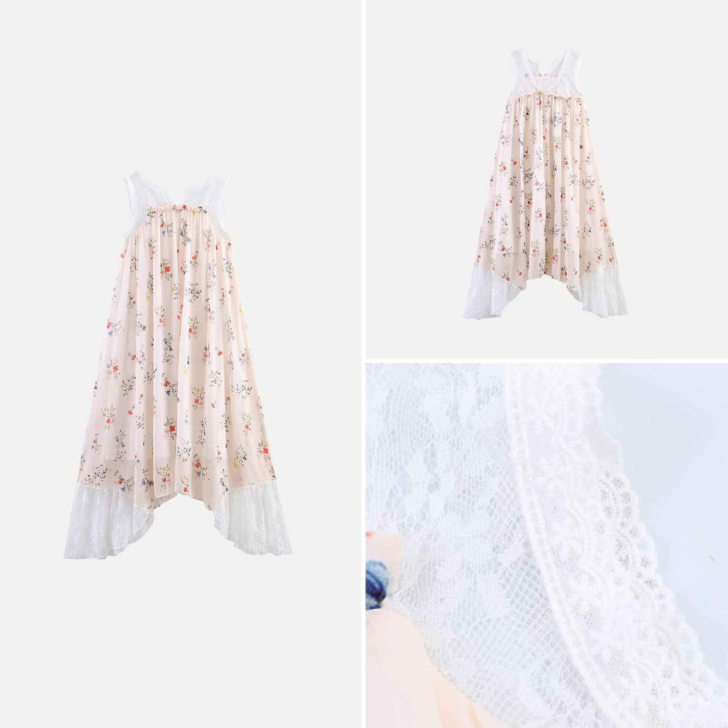 Fashionable Lace Trim Hem Slee - Summer Line Clothing Brand ulasan dan harga