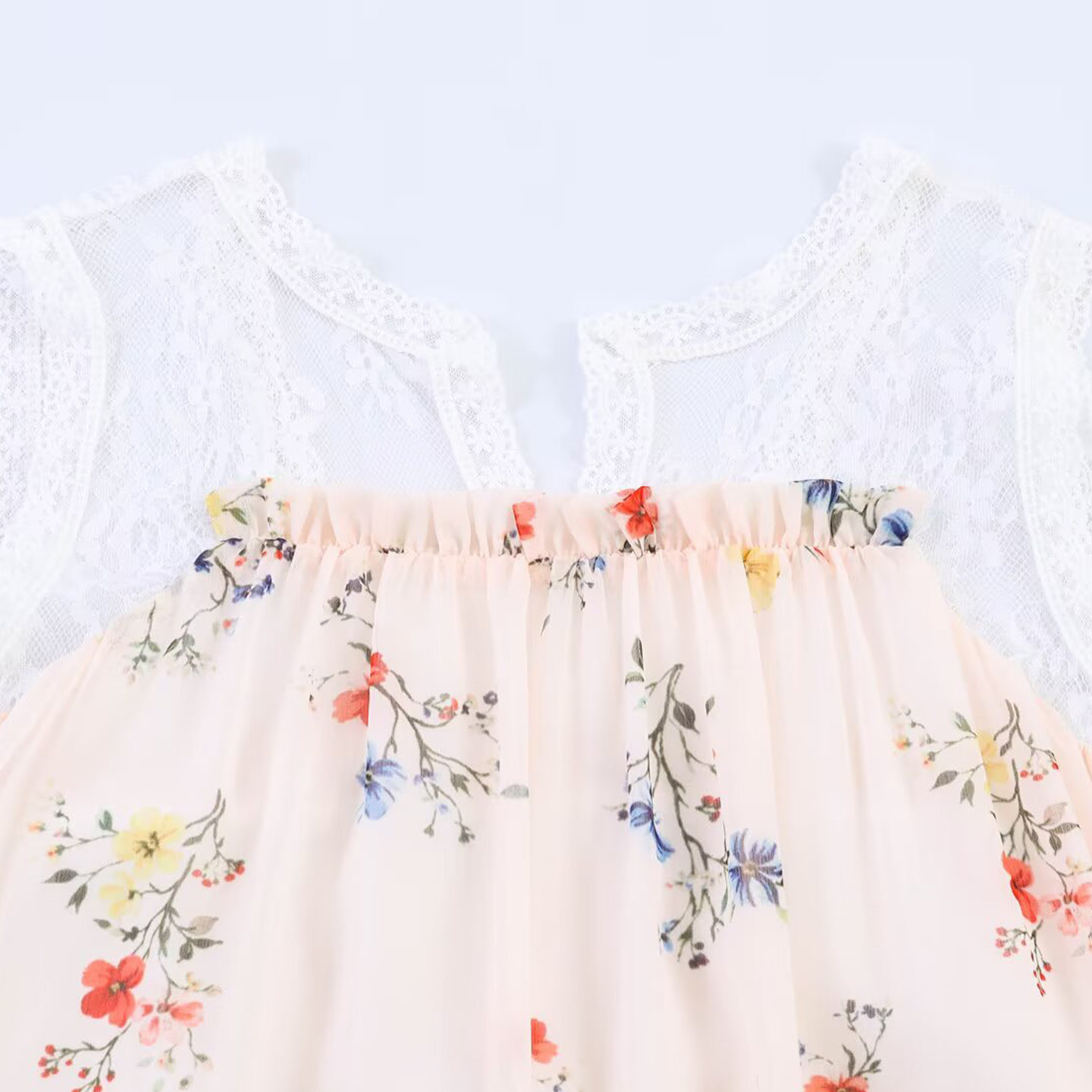 Fashionable Lace Trim Hem Slee - Summer Line Clothing Brand ulasan dan harga