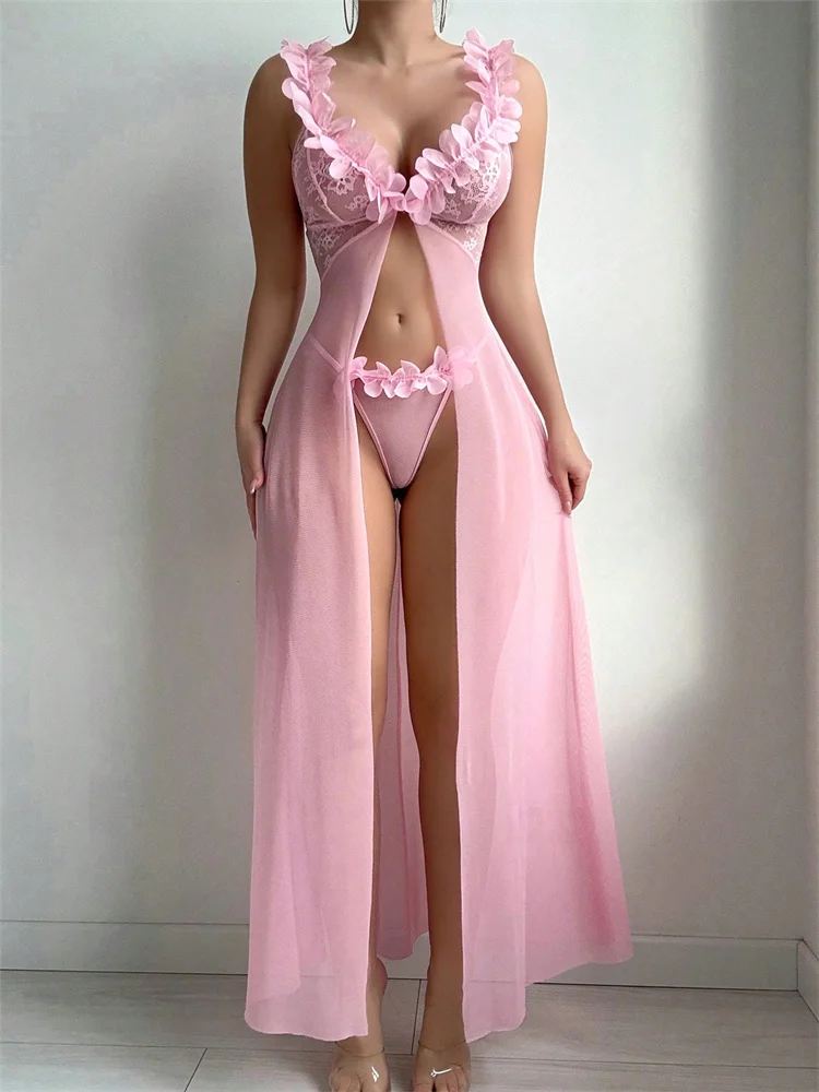 Pink Floral Lace See Through N - Summer Clothing Stores ulasan dan harga