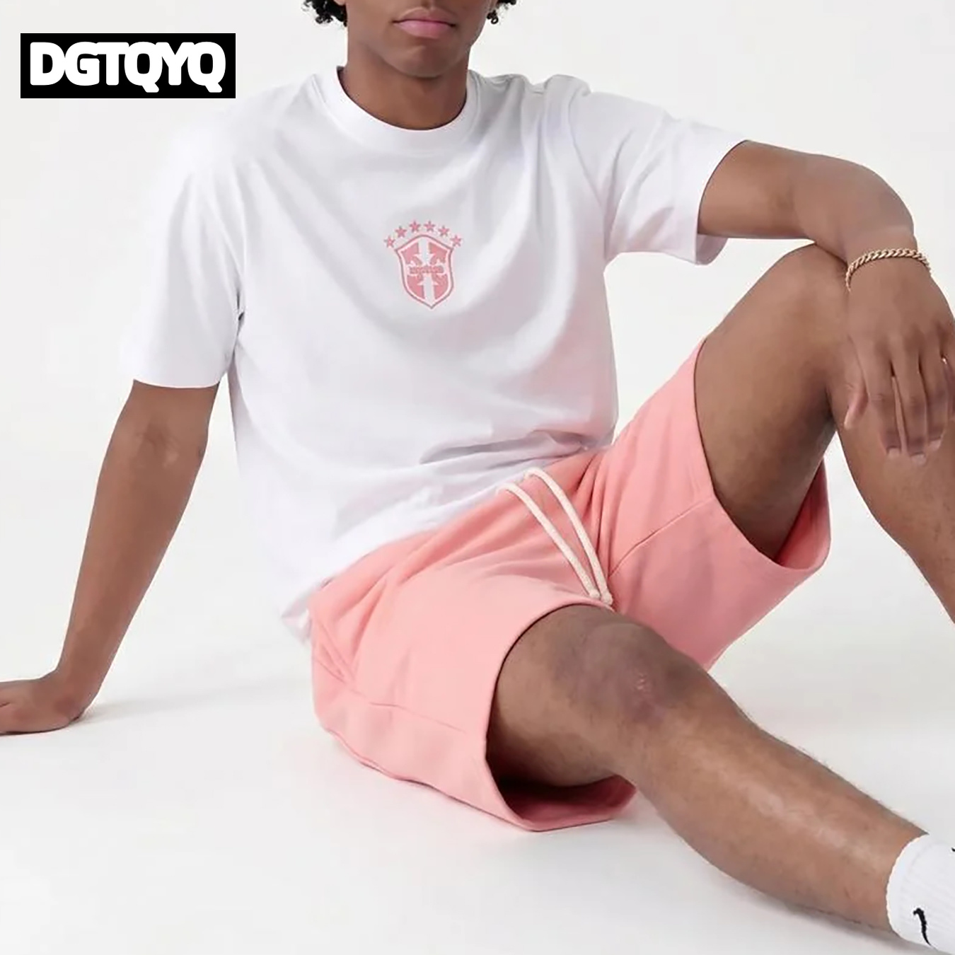 Man's Summer New Pink Embroide - Summer Clothing Modest ulasan dan harga