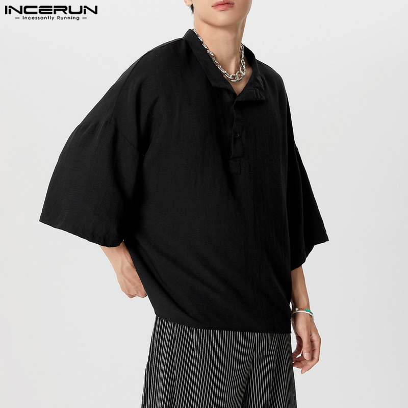 INCERUN Men Shirt Solid Color  - Summer Clothing Colors 2026 ulasan dan harga