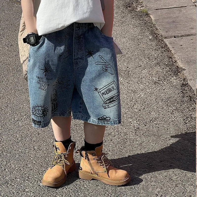 Boys Summer Thin Loose Denim F - Summer Clothing Drawing For Kids ulasan dan harga