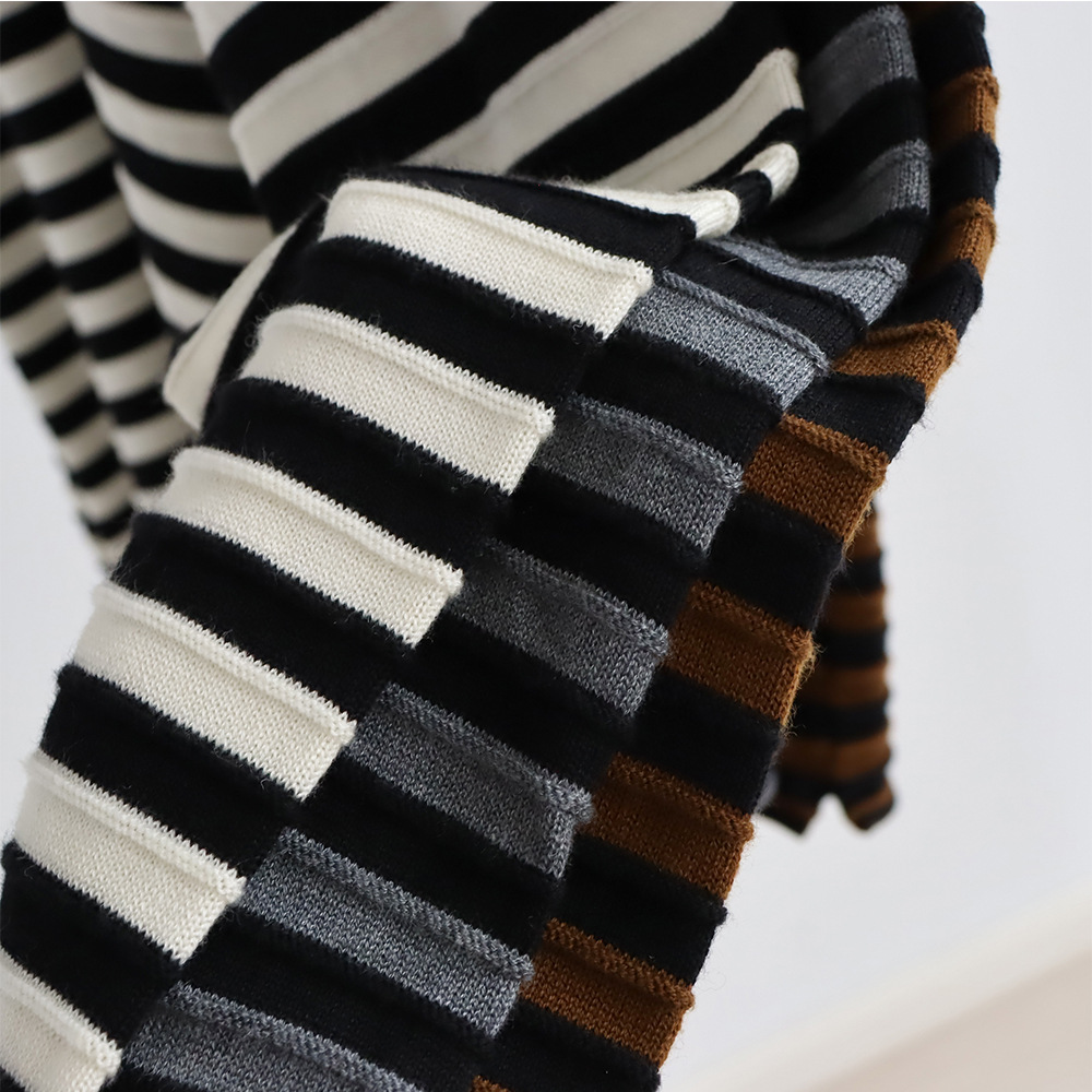 Crew Neck Striped Knitted Pull - Summer Clothing Yarn ulasan dan harga