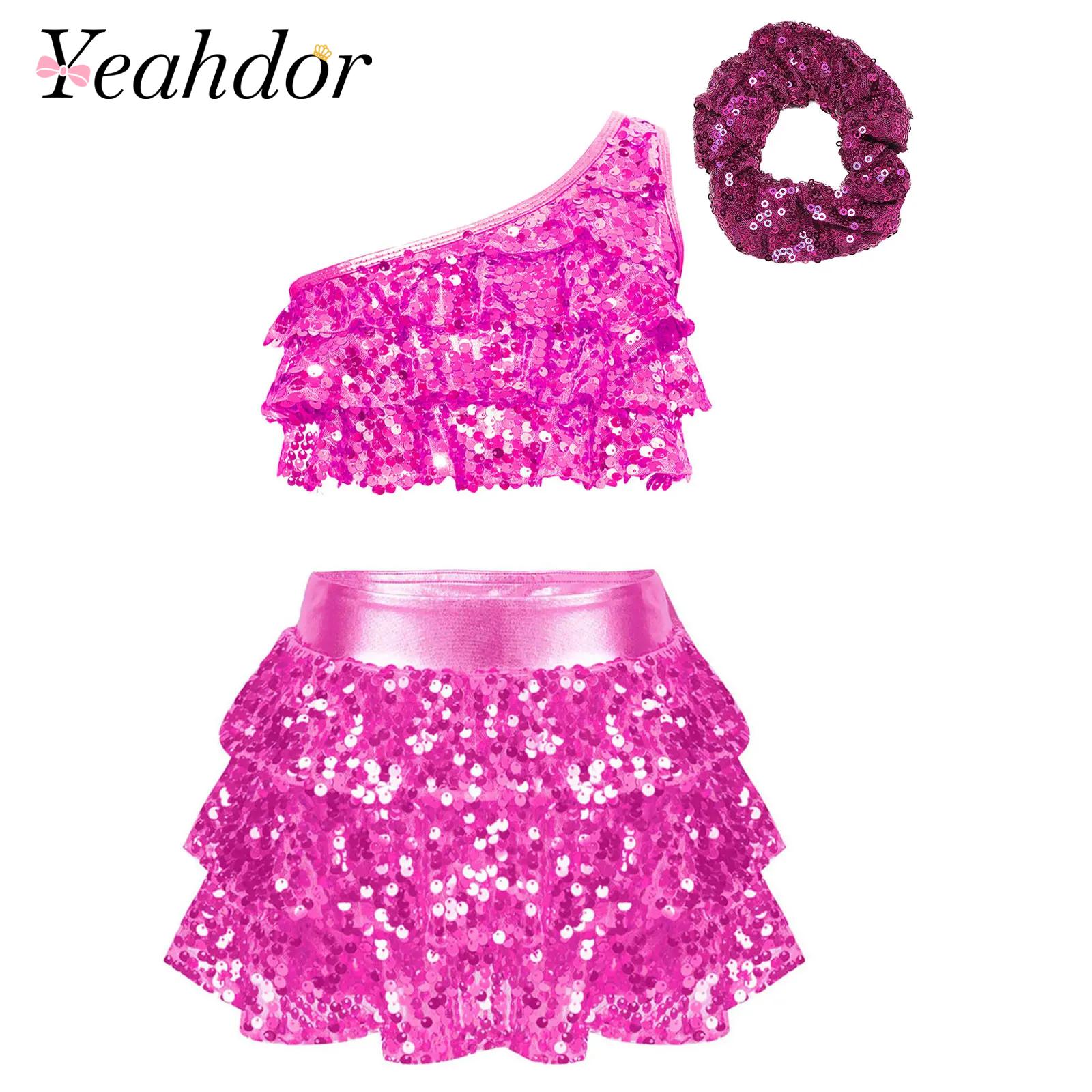 Kids Girls Shiny Sequins Latin - Summer Clothing For Girls ulasan dan harga