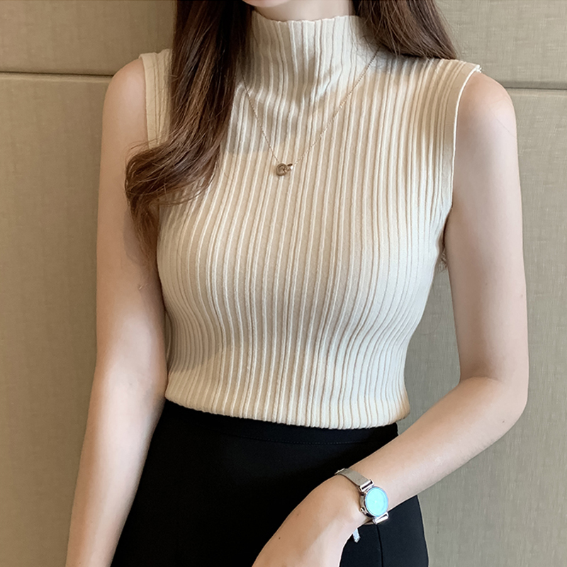 Solid Slim Thin Sleeveless Kni - Summer Clothing Yarn ulasan dan harga